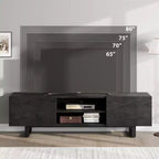 70 Inch Industrial TV Stand with 2 Drawers and Open Storage