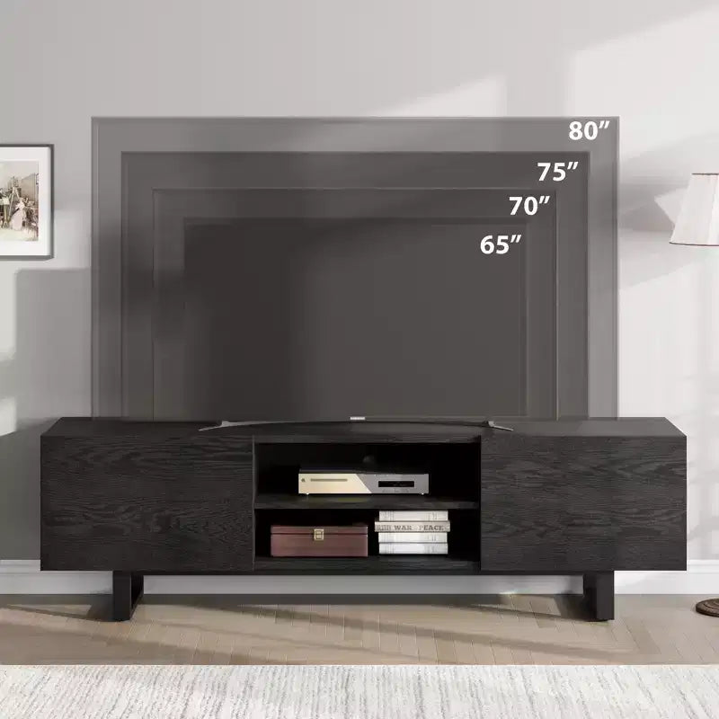 70 Inch Industrial TV Stand with 2 Drawers and Open Storage