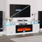 70" Electric Fireplace TV Stand with LED Light and Storage Cabinet