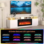 70" Electric Fireplace TV Stand with LED Light and Storage Cabinet