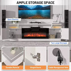 70" Electric Fireplace TV Stand with LED Light and Storage Cabinet
