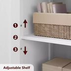 Farmhouse Storage Cabinet with Glass Doors and Adjustable Shelves – Freestanding Floor Cabinet for Bathroom, Kitchen, or Living Room