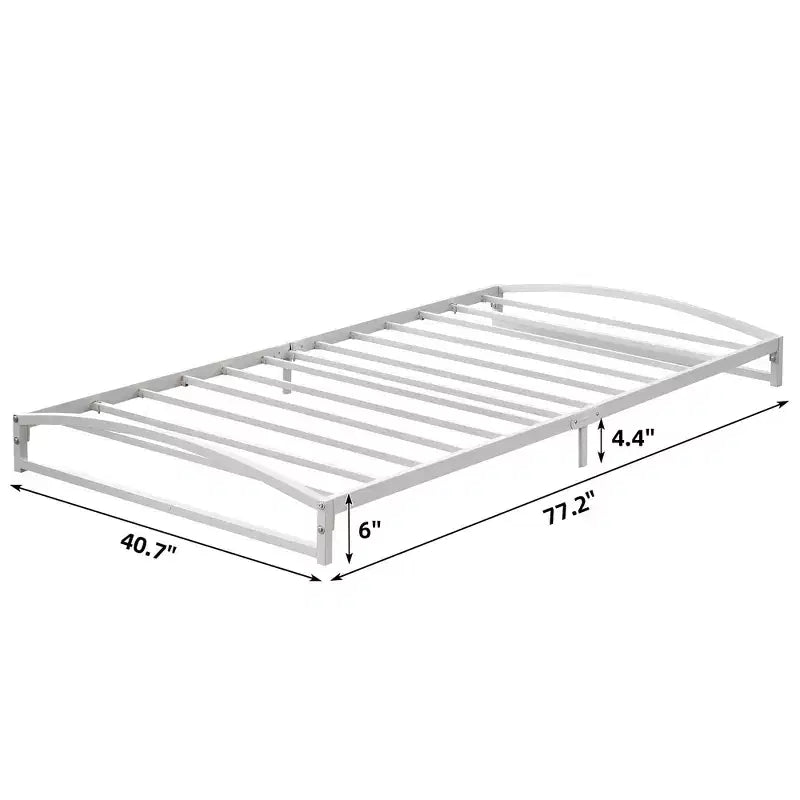 Metal Platform Bed Frame with Under-Bed Storage, No Box Spring Required, White
