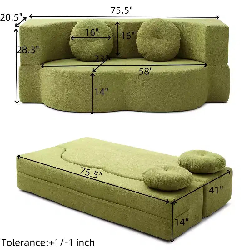 Folding Loveseat Futon Sofa with Pillows – Convertible Sleeper Couch for Small Spaces