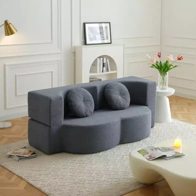 Folding Loveseat Futon Sofa with Pillows – Convertible Sleeper Couch for Small Spaces