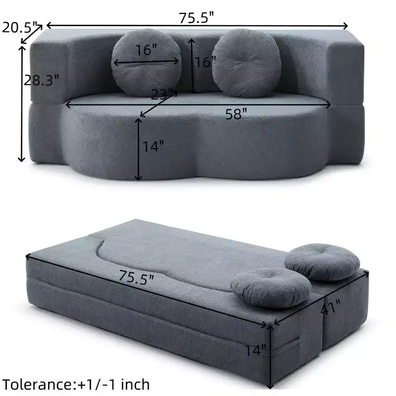 Folding Loveseat Futon Sofa with Pillows – Convertible Sleeper Couch for Small Spaces