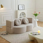 Folding Loveseat Futon Sofa with Pillows – Convertible Sleeper Couch for Small Spaces