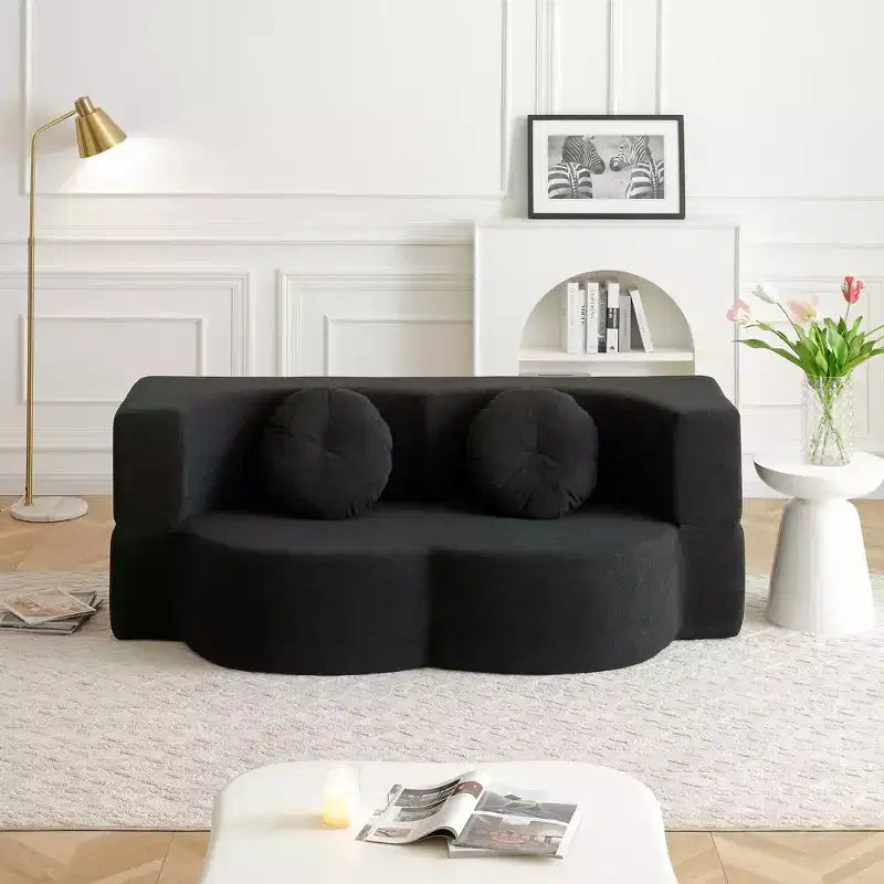 Folding Loveseat Futon Sofa with Pillows – Convertible Sleeper Couch for Small Spaces