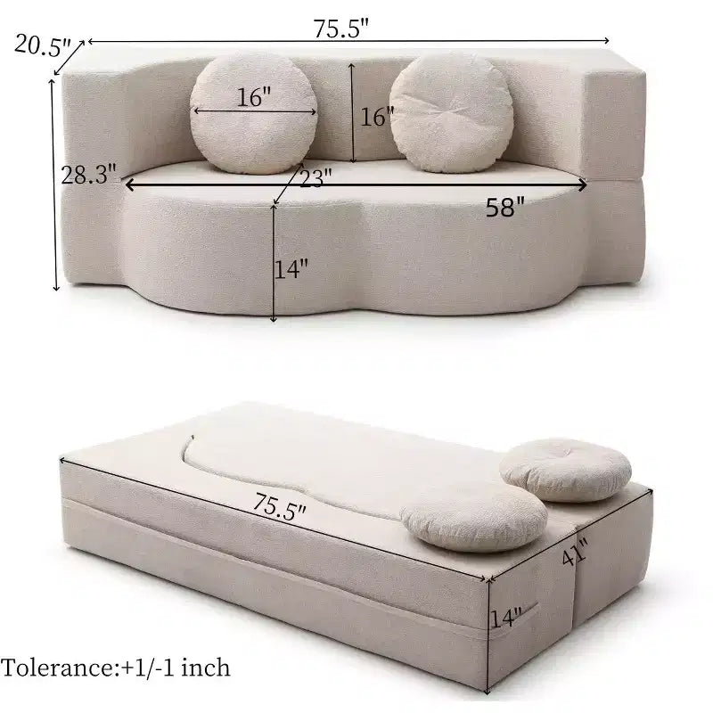 Folding Loveseat Futon Sofa with Pillows – Convertible Sleeper Couch for Small Spaces
