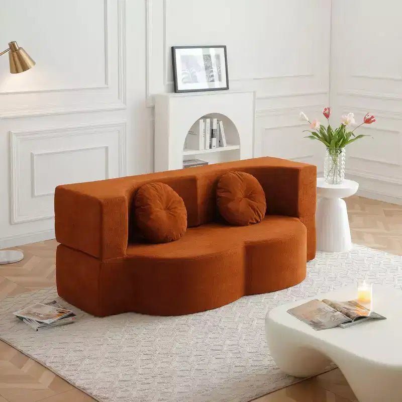 Folding Loveseat Futon Sofa with Pillows – Convertible Sleeper Couch for Small Spaces