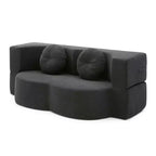 Folding Loveseat Futon Sofa with Pillows – Convertible Sleeper Couch for Small Spaces
