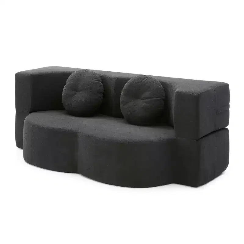 Folding Loveseat Futon Sofa with Pillows – Convertible Sleeper Couch for Small Spaces