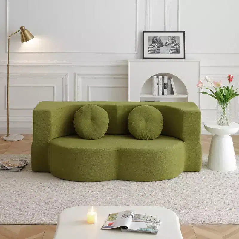 Folding Loveseat Futon Sofa with Pillows – Convertible Sleeper Couch for Small Spaces