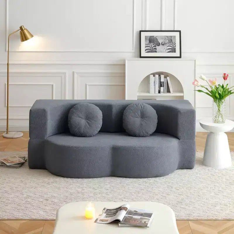 Folding Loveseat Futon Sofa with Pillows – Convertible Sleeper Couch for Small Spaces