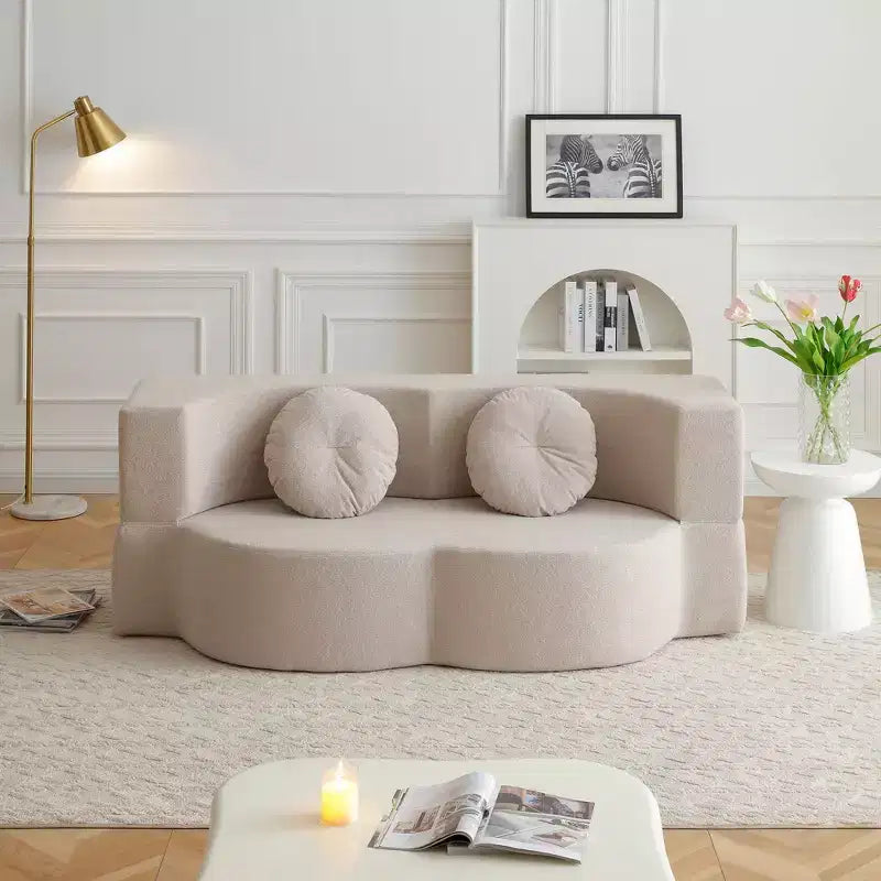 Folding Loveseat Futon Sofa with Pillows – Convertible Sleeper Couch for Small Spaces