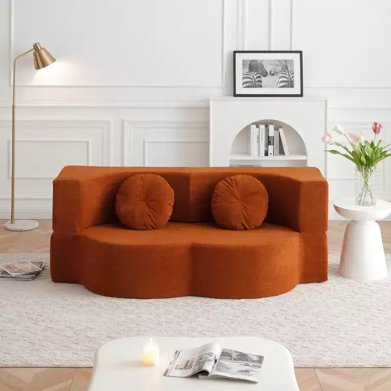 Folding Loveseat Futon Sofa with Pillows – Convertible Sleeper Couch for Small Spaces