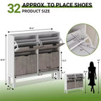 Narrow Fluted Shoe Cabinet with 4 Flip Drawers