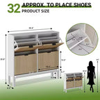 Narrow Fluted Shoe Cabinet with 4 Flip Drawers