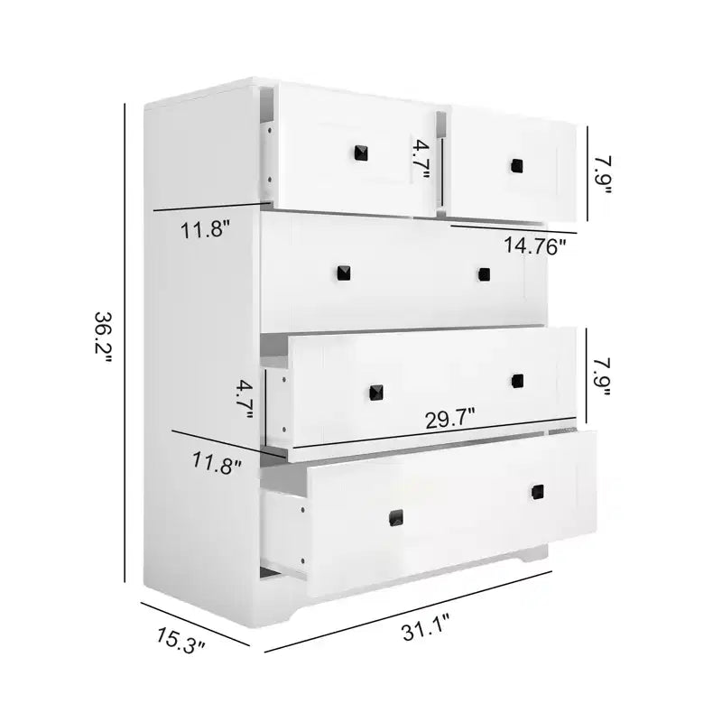 4-Drawer Chest of Drawers with White Melamine Finish