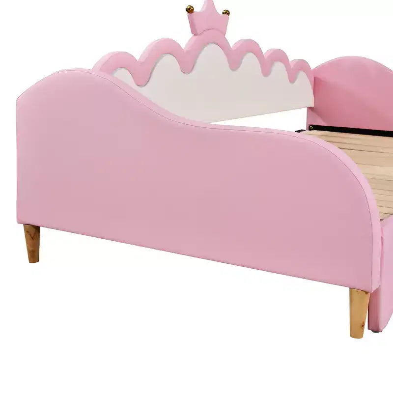Upholstered Extendable Daybed with Crown Headboard and LED Lights, Twin Size