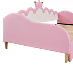 Upholstered Extendable Daybed with Crown Headboard and LED Lights, Twin Size