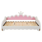 Upholstered Extendable Daybed with Crown Headboard and LED Lights, Twin Size