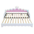 Upholstered Extendable Daybed with Crown Headboard and LED Lights, Twin Size
