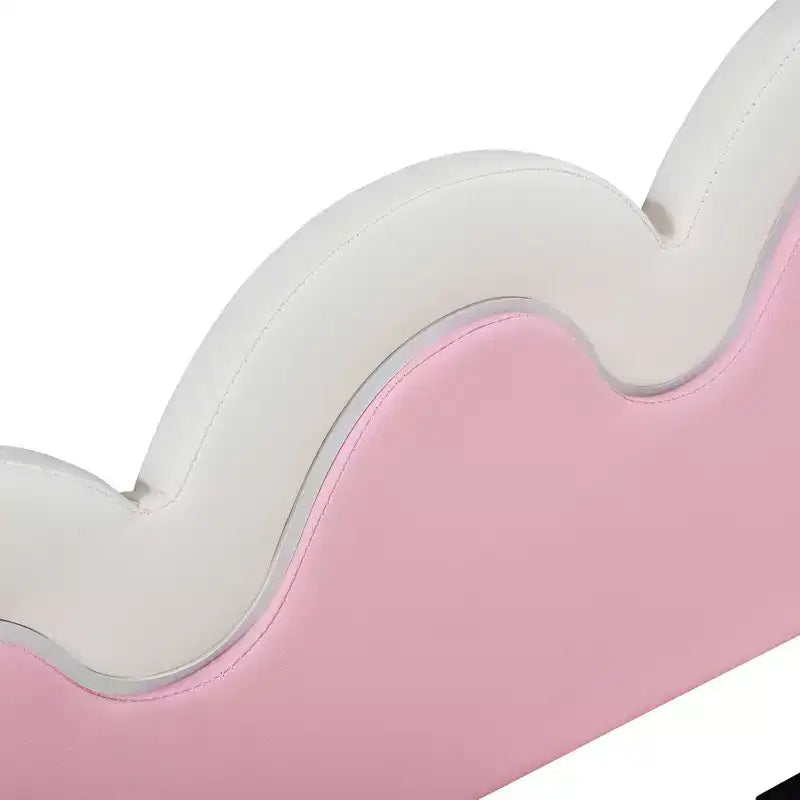 Upholstered Extendable Daybed with Crown Headboard and LED Lights, Twin Size