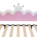 Upholstered Extendable Daybed with Crown Headboard and LED Lights, Twin Size