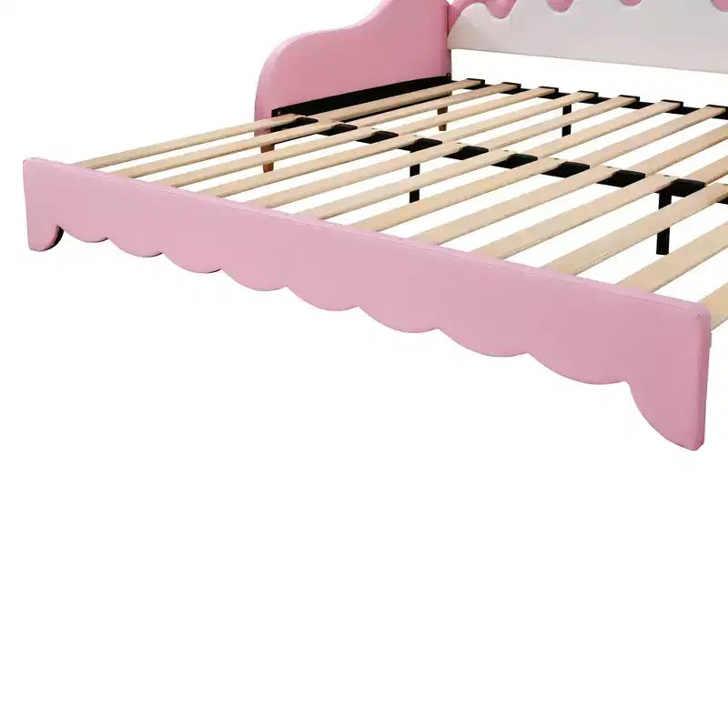 Upholstered Extendable Daybed with Crown Headboard and LED Lights, Twin Size