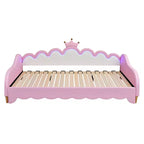 Upholstered Extendable Daybed with Crown Headboard and LED Lights, Twin Size