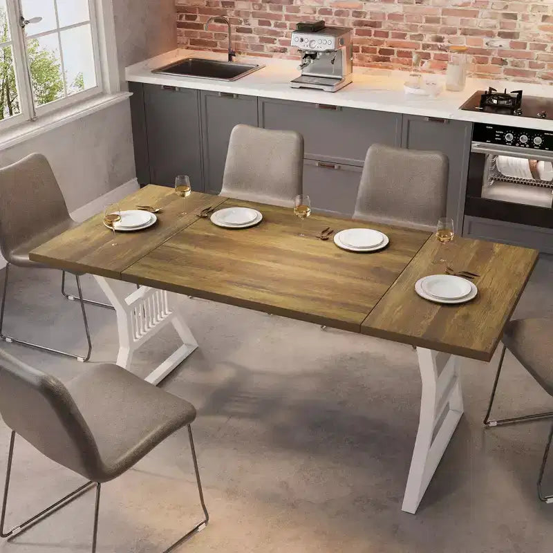 70.8-Inch Rectangular Dining Table with Metal Legs