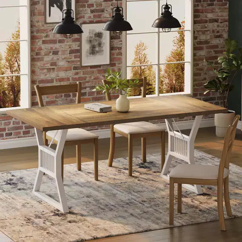 70.8-Inch Rectangular Dining Table with Metal Legs