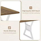 70.8-Inch Rectangular Dining Table with Metal Legs