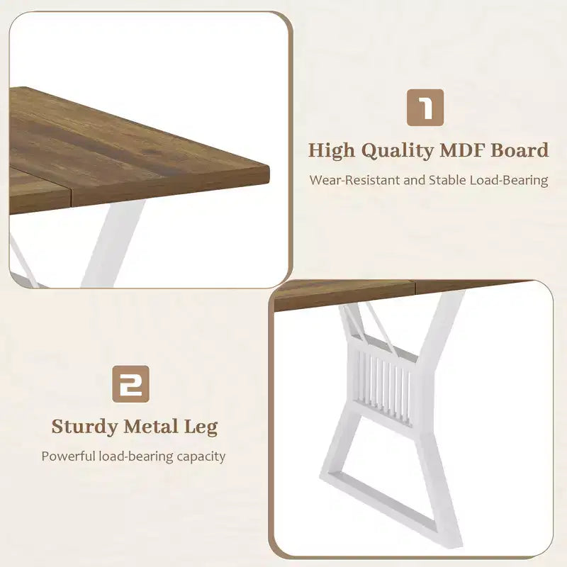 70.8-Inch Rectangular Dining Table with Metal Legs