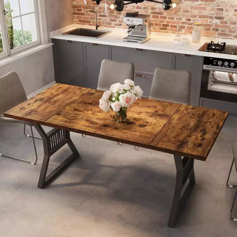 70.8-Inch Rectangular Dining Table with Metal Legs