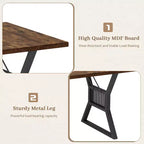 70.8-Inch Rectangular Dining Table with Metal Legs