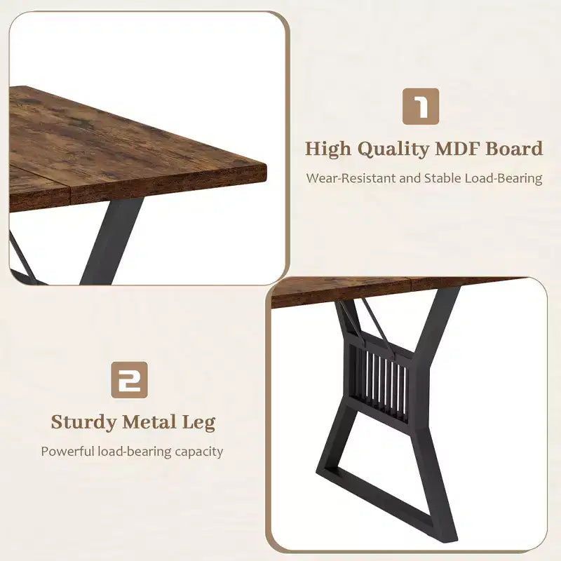 70.8-Inch Rectangular Dining Table with Metal Legs