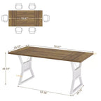 70.8-Inch Rectangular Dining Table with Metal Legs