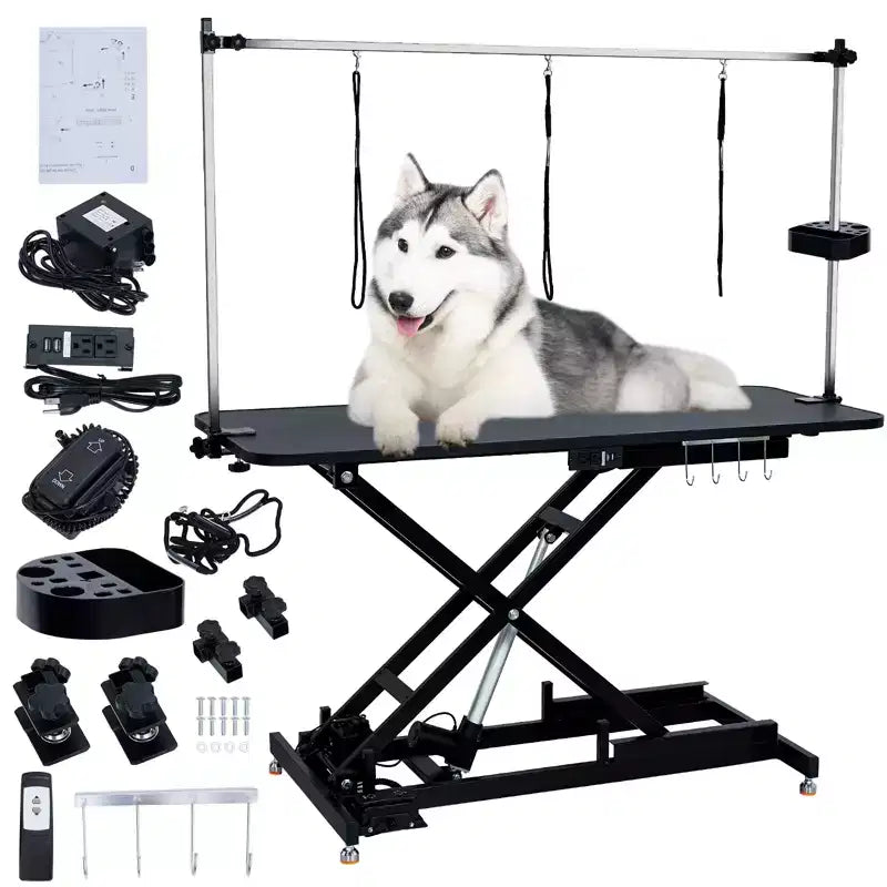 Electric Height-Adjustable Pet Grooming Table with Foot Pedal