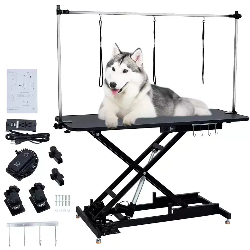 Electric Height-Adjustable Pet Grooming Table with Foot Pedal