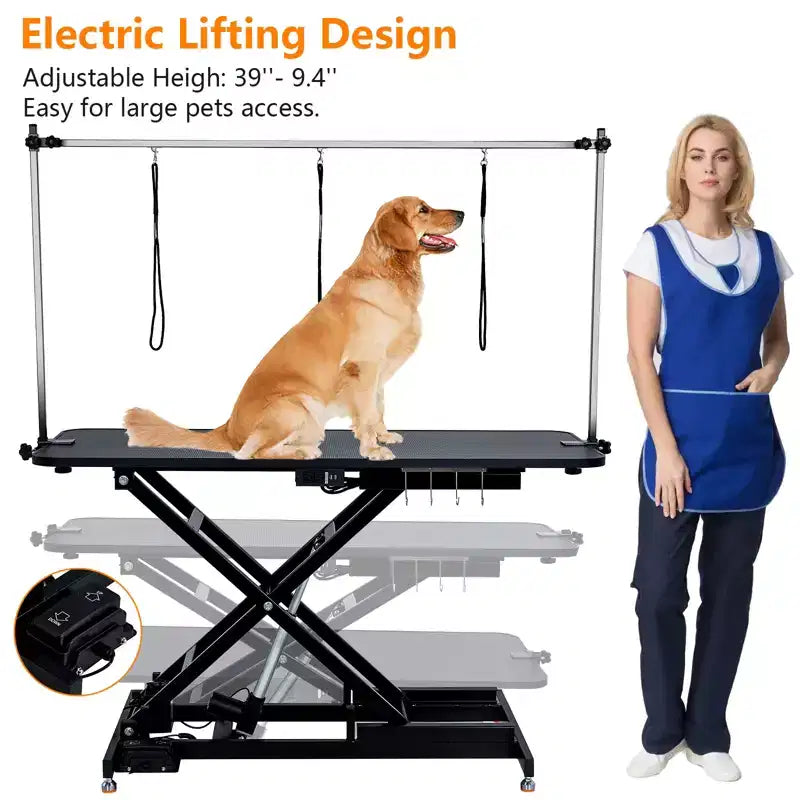 Electric Height-Adjustable Pet Grooming Table with Foot Pedal