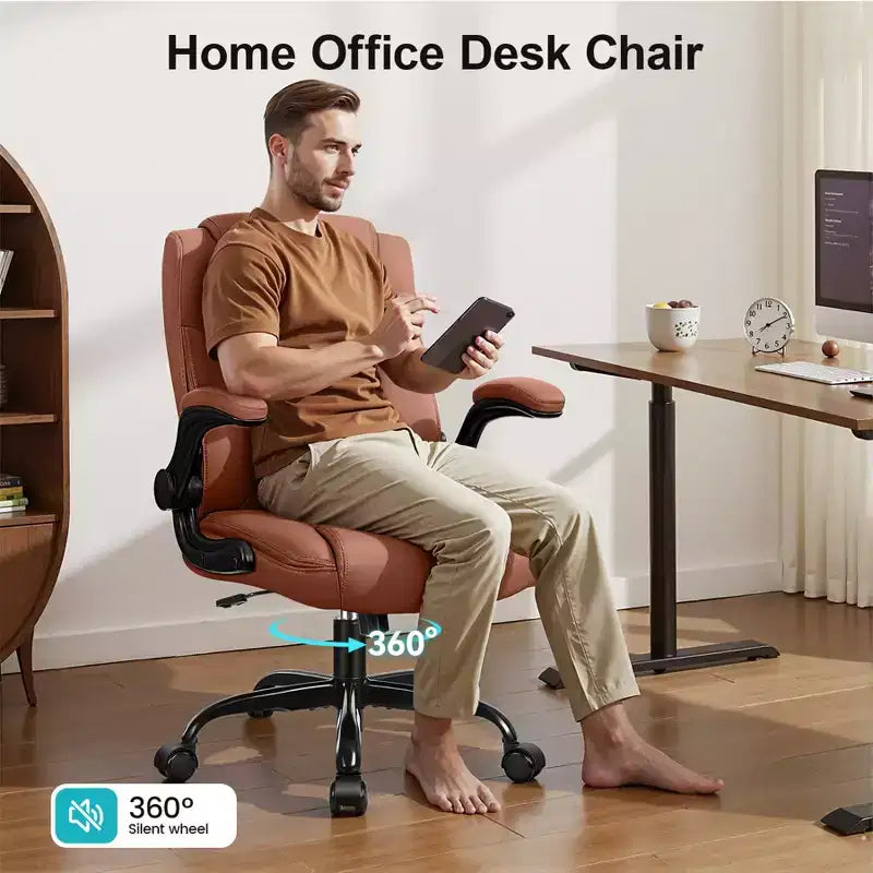 High-Back Office Chair with Flip-Up Armrests and Adjustable Height