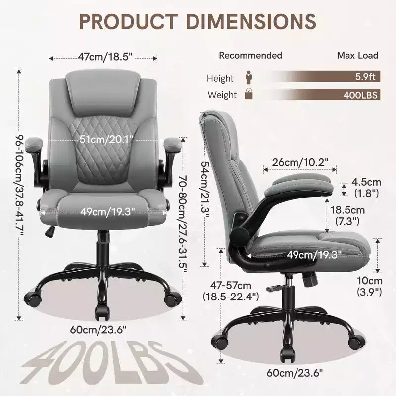 High-Back Office Chair with Flip-Up Armrests and Adjustable Height