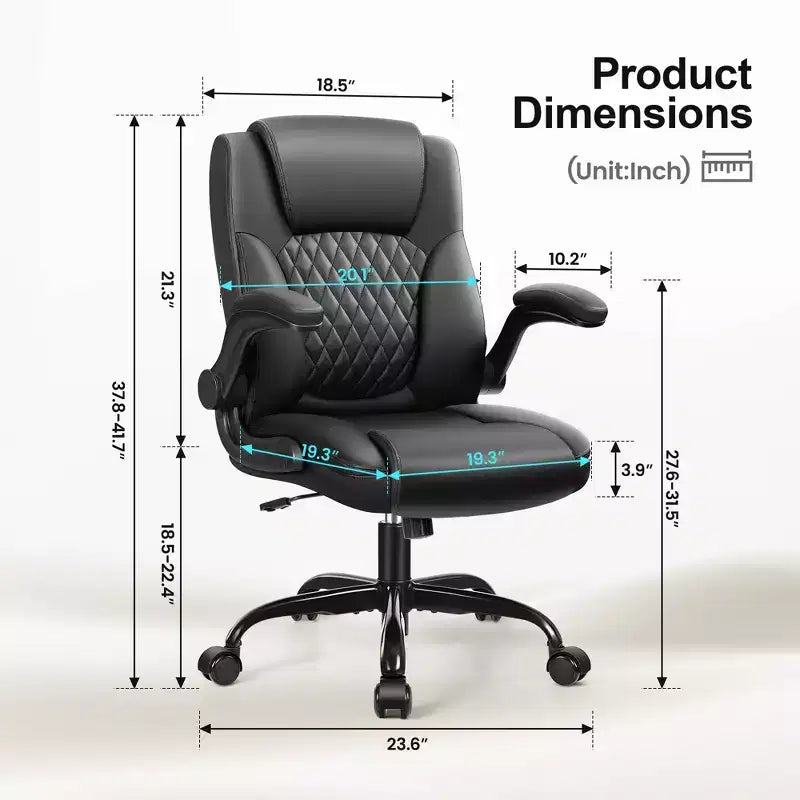 High-Back Office Chair with Flip-Up Armrests and Adjustable Height