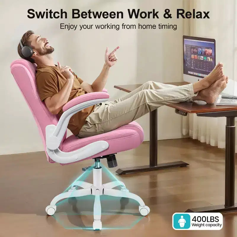 High-Back Office Chair with Flip-Up Armrests and Adjustable Height