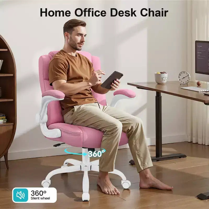 High-Back Office Chair with Flip-Up Armrests and Adjustable Height