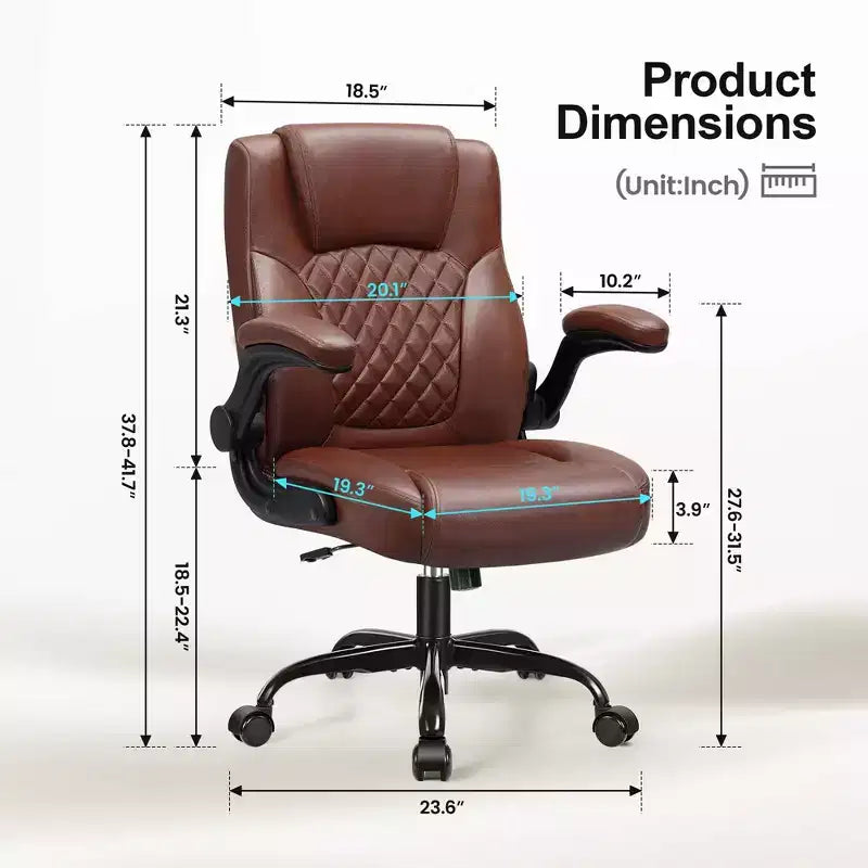 High-Back Office Chair with Flip-Up Armrests and Adjustable Height
