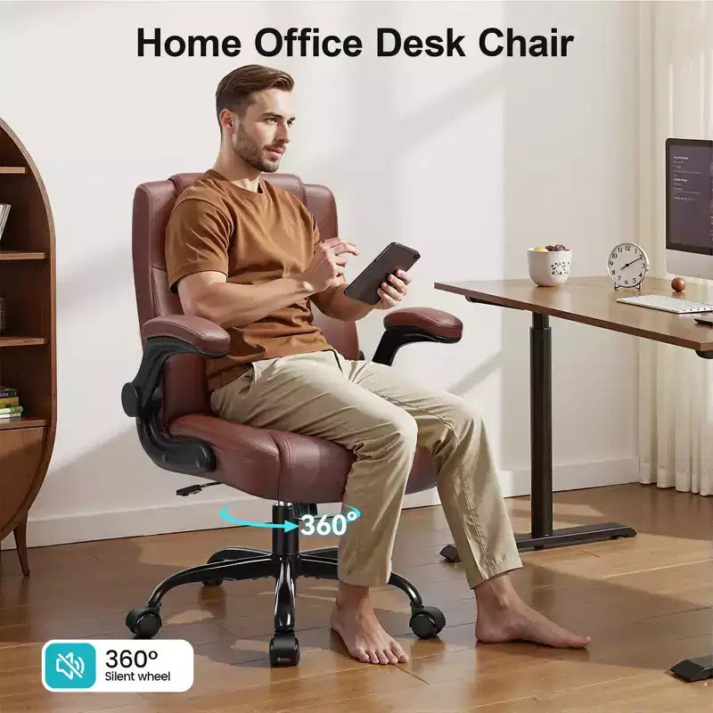 High-Back Office Chair with Flip-Up Armrests and Adjustable Height