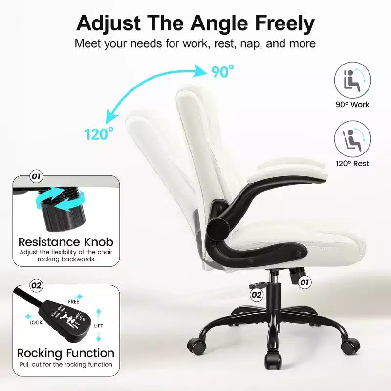 High-Back Office Chair with Flip-Up Armrests and Adjustable Height